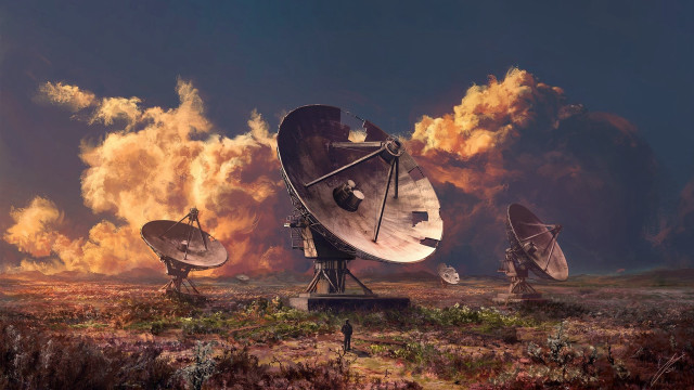 Satellite dish field smoke steam free wallpaper for desktop - medium preview image
