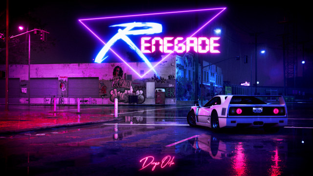 Car neon sign rain cyberpunk free wallpaper for desktop - medium preview image
