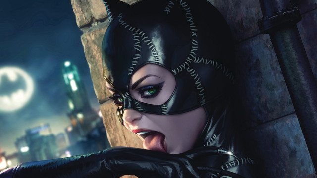 Catwoman gun night city fullmoon free wallpaper for desktop - medium preview image