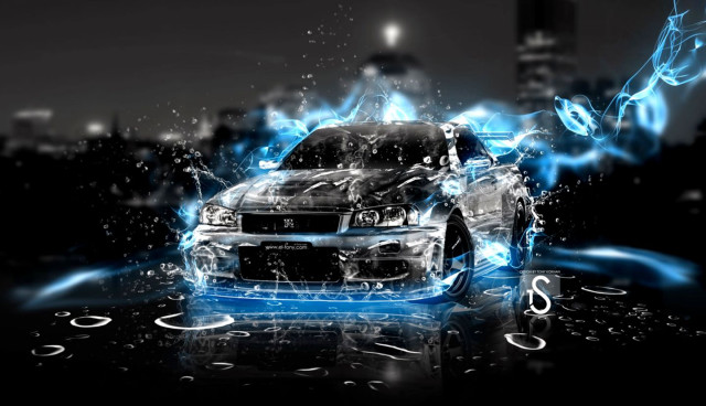 Car blue lights city smoke #3 free wallpaper for desktop - medium preview image