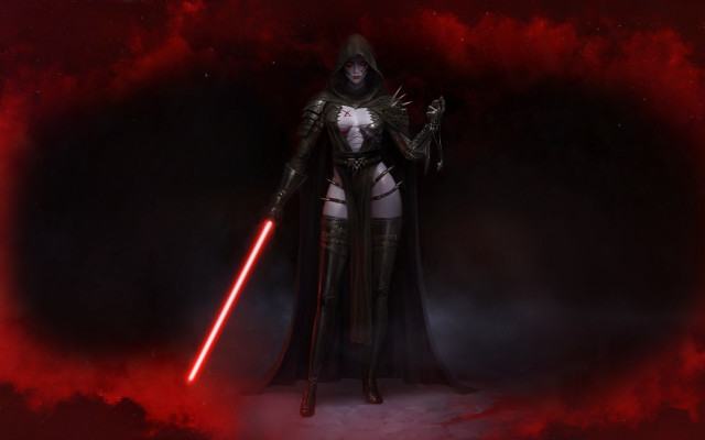 Woman lightsaber sword fog gothic free wallpaper for desktop - medium preview image