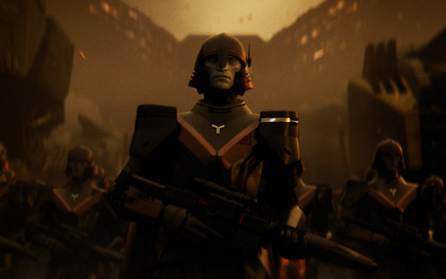 Sci fi man armor gun free wallpaper for desktop - medium preview image