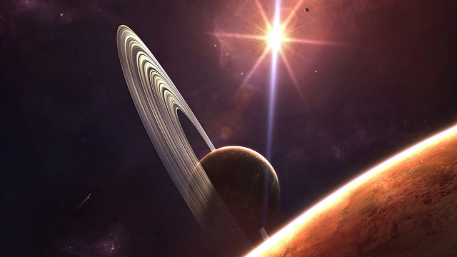 Saturn ring planet star space free wallpaper for desktop - medium preview image