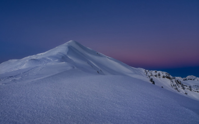 Snowy mountain pink sky night free wallpaper for desktop - medium preview image