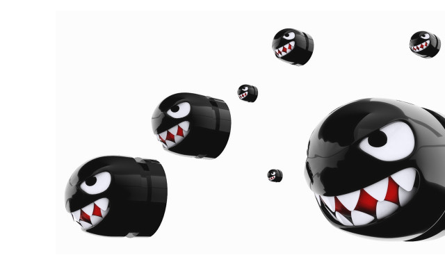 Flying balls faces sharp teeth free wallpaper for desktop - medium preview image