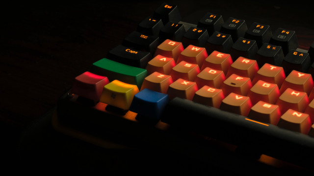 Keyboard red light black background free wallpaper for desktop - medium preview image