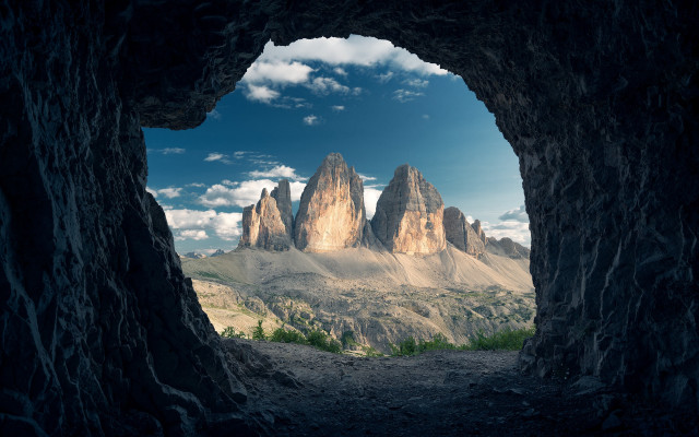 Cave mountain range sky clouds free wallpaper for desktop - medium preview image