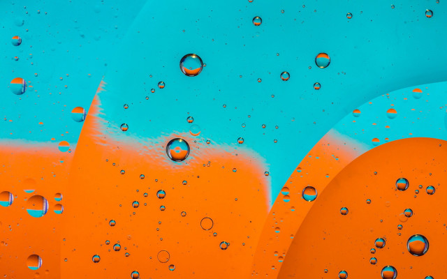 Blue orange water drops abstract free wallpaper for desktop - medium preview image