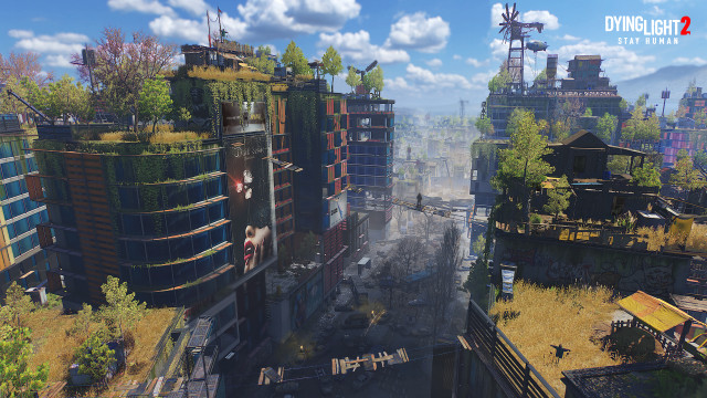 City trees skyline dystopia architecture free wallpaper for desktop - medium preview image