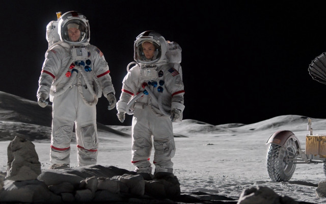 Astronaut moon vehicle satellite earth free wallpaper for desktop - medium preview image