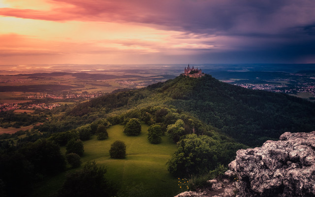 Castle hill sunset clouds greenfield free wallpaper for desktop - medium preview image