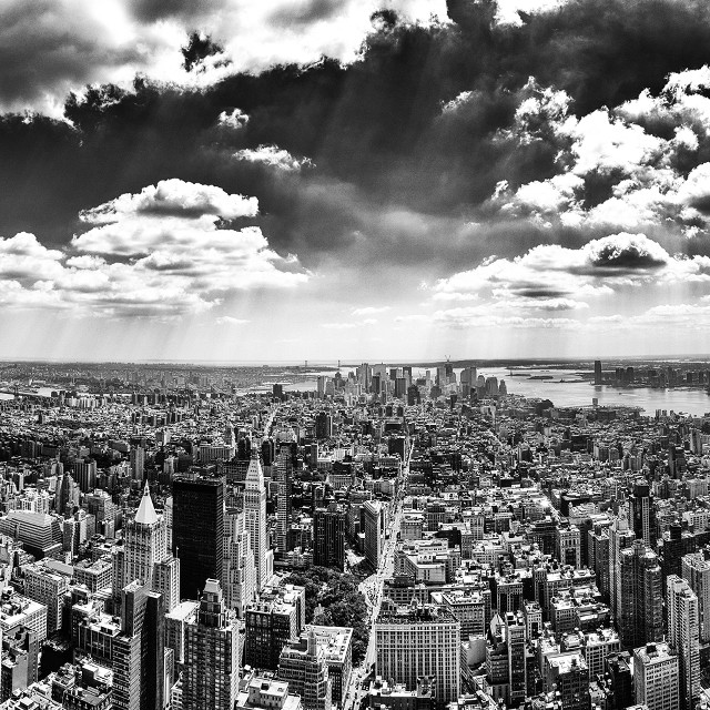 Black white city clouds sun free wallpaper for tablet - medium preview image