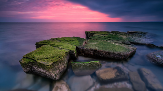 Rock formation water pink purple free wallpaper for desktop - medium preview image