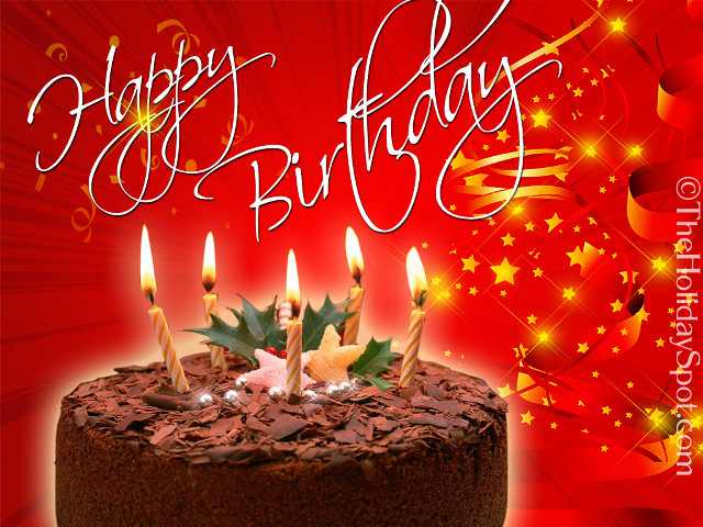 Birthday cake lit candles red free wallpaper for desktop - medium preview image