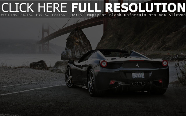 Black sports car parked bridge free wallpaper for desktop - medium preview image