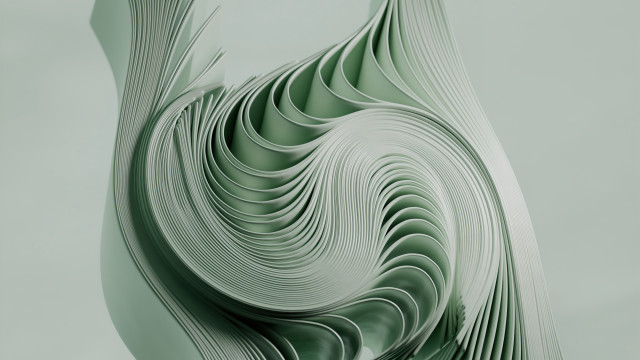Green abstract sculpture wavy lines free wallpaper for desktop - medium preview image