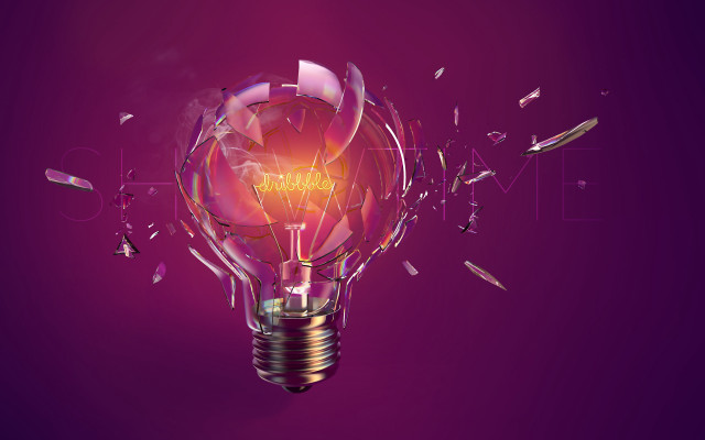 Lightbulb brokenglass shine kineticart 3Drender free wallpaper for desktop - medium preview image