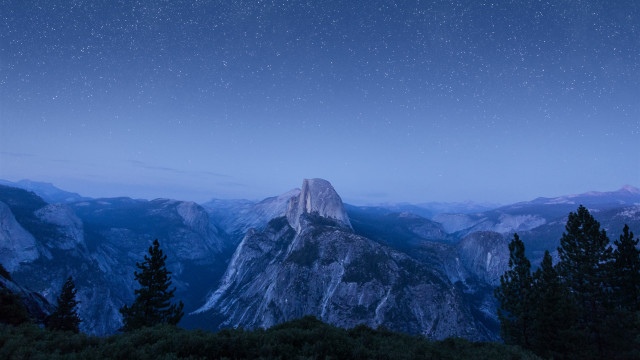 Mountain night sky stars trees free wallpaper for desktop - medium preview image