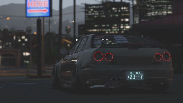 Car neon lit parking lot free wallpaper for desktop - medium preview image