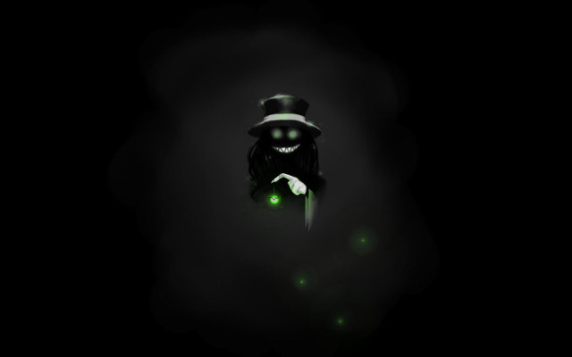 Black cat hat green light free wallpaper for desktop - medium preview image