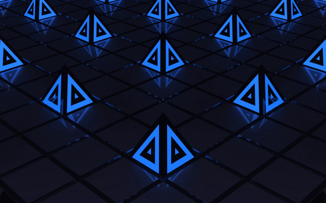 Blue triangles pattern black background free wallpaper for desktop - medium preview image