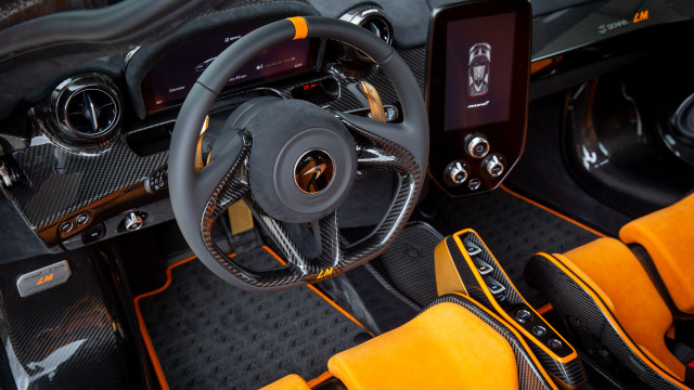 Car dashboard steeringwheel yellowseat blackorange free wallpaper for desktop - medium preview image