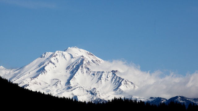 Snow covered mountain trees blue free wallpaper for desktop - medium preview image
