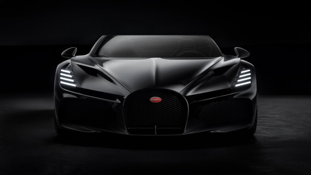 Black bugatti car dark room free wallpaper for desktop - medium preview image