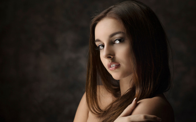 Woman longhair darkroom portrait photorealistic free wallpaper for desktop - medium preview image