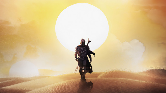 Desert horse man sun cloud free wallpaper for desktop - medium preview image