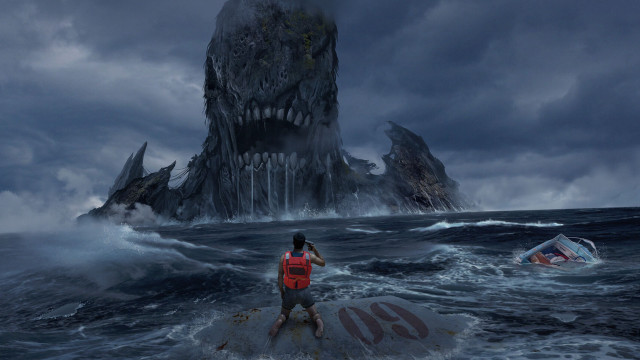 Monster head stormy ocean boat free wallpaper for desktop - medium preview image