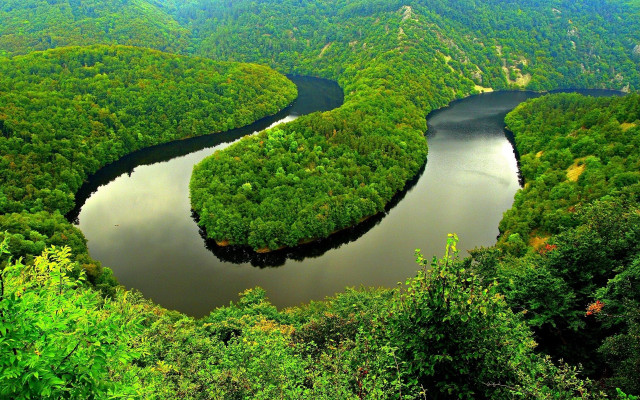 River forest mountain nature puzzle free wallpaper for desktop - medium preview image