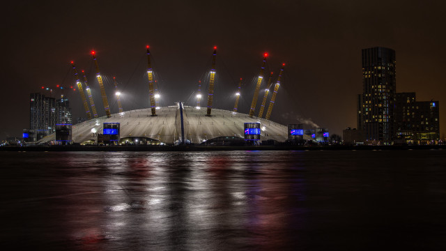 Stadium city night water neon free wallpaper for desktop - medium preview image