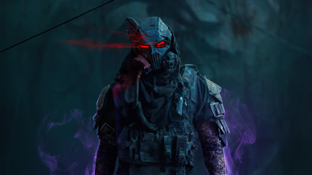 Man mask red eye cave free wallpaper for desktop - medium preview image