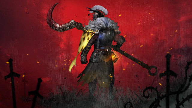 Horned man holding hammer demon free wallpaper for desktop - medium preview image