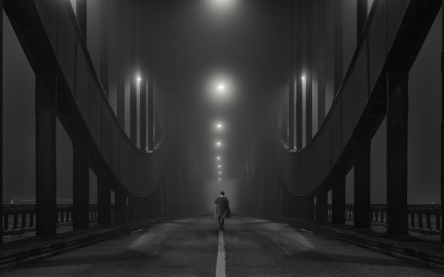 Dark street night foggy sky free wallpaper for desktop - medium preview image