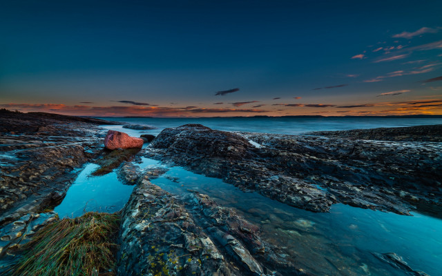 Rocky beach sunset water clouds #2 free wallpaper for desktop - medium preview image