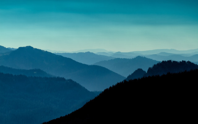 Mountain range trees blue sky #5 free wallpaper for desktop - medium preview image