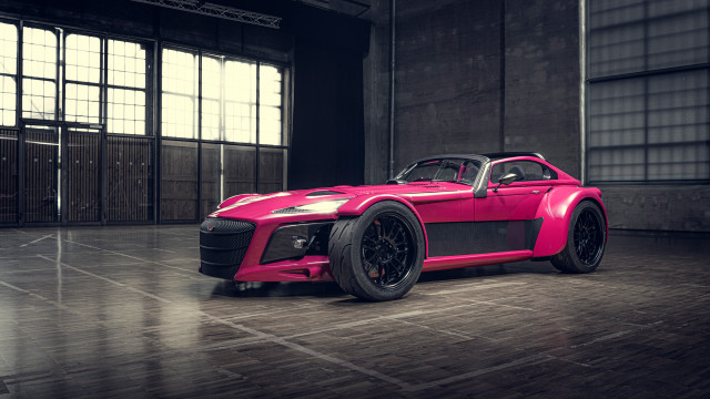 Pink sports car indoor wooden free wallpaper for desktop - medium preview image