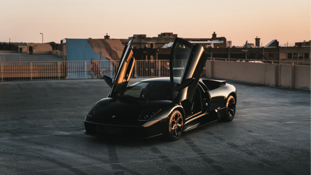 Black sports car doors open free wallpaper for desktop - medium preview image
