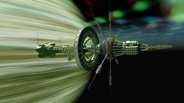 Space station retrofuturism dust disks free wallpaper for desktop - medium preview image