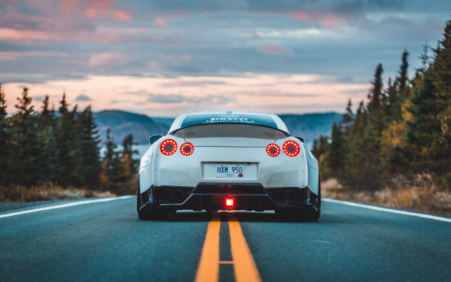 White sports car road trees #5 free wallpaper for desktop - medium preview image