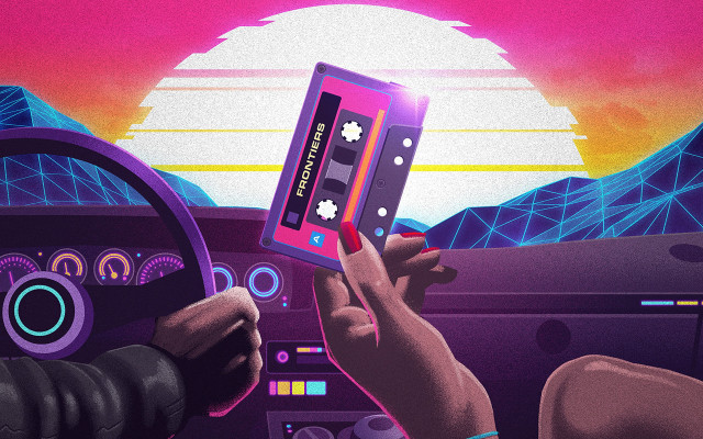 Driver controller sunset retrofuturism cyberpunk free wallpaper for desktop - medium preview image