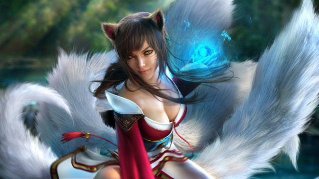 Ahri vastaya fox tails fantasy free wallpaper for desktop - medium preview image
