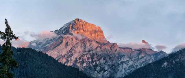 Mountain clouds tree sunset nature free wallpaper for desktop - medium preview image