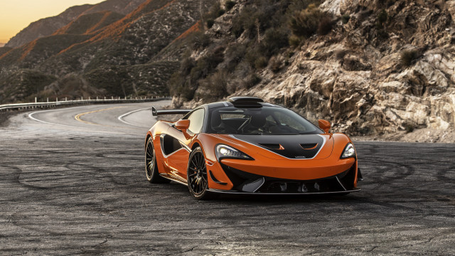Orange sports car mountain sunset free wallpaper for desktop - medium preview image