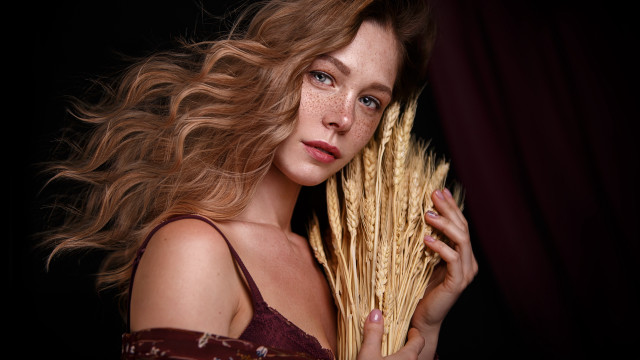 Woman wheat portrait ankazhuravleva blonde free wallpaper for desktop - medium preview image