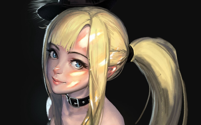 Blonde girl top hat rococo free wallpaper for desktop - medium preview image