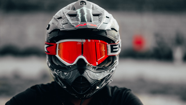Man helmet goggles redlenses blackshirt free wallpaper for desktop - medium preview image