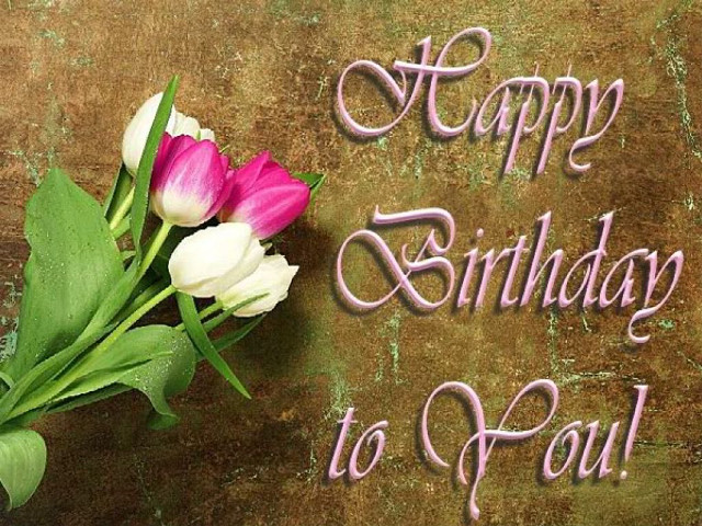 Happy birthday card flowers table free wallpaper for desktop - medium preview image